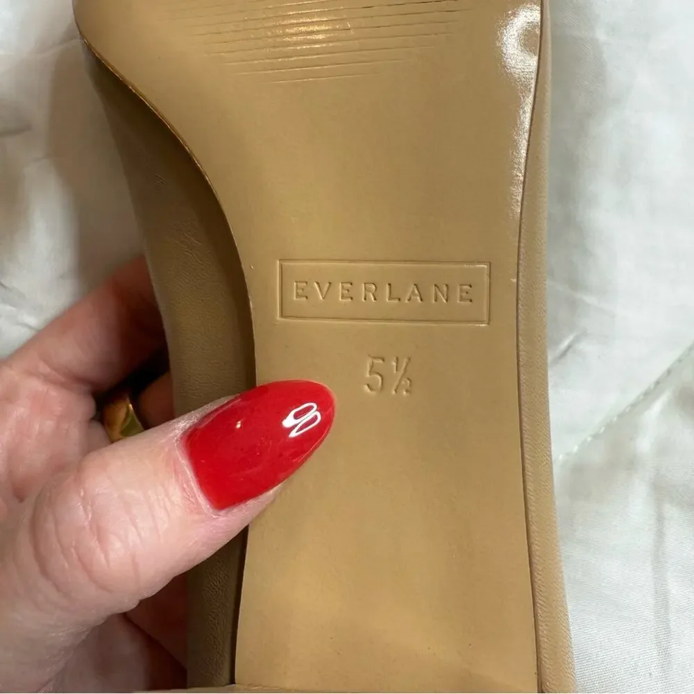 Everlane The Day Heel Light Taupe Sz 5.5 Block Heel Ballet Inspired NEW w/o Box